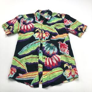 Pataloha XXS Unisex Button Short Sleeve Pocket Collared Hawaiian Floral Shirt